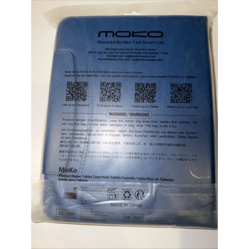 MoKo Case for iPad (A16) 11th iPad 11/10th Gen Blue Leather Pencil Holder Pocket